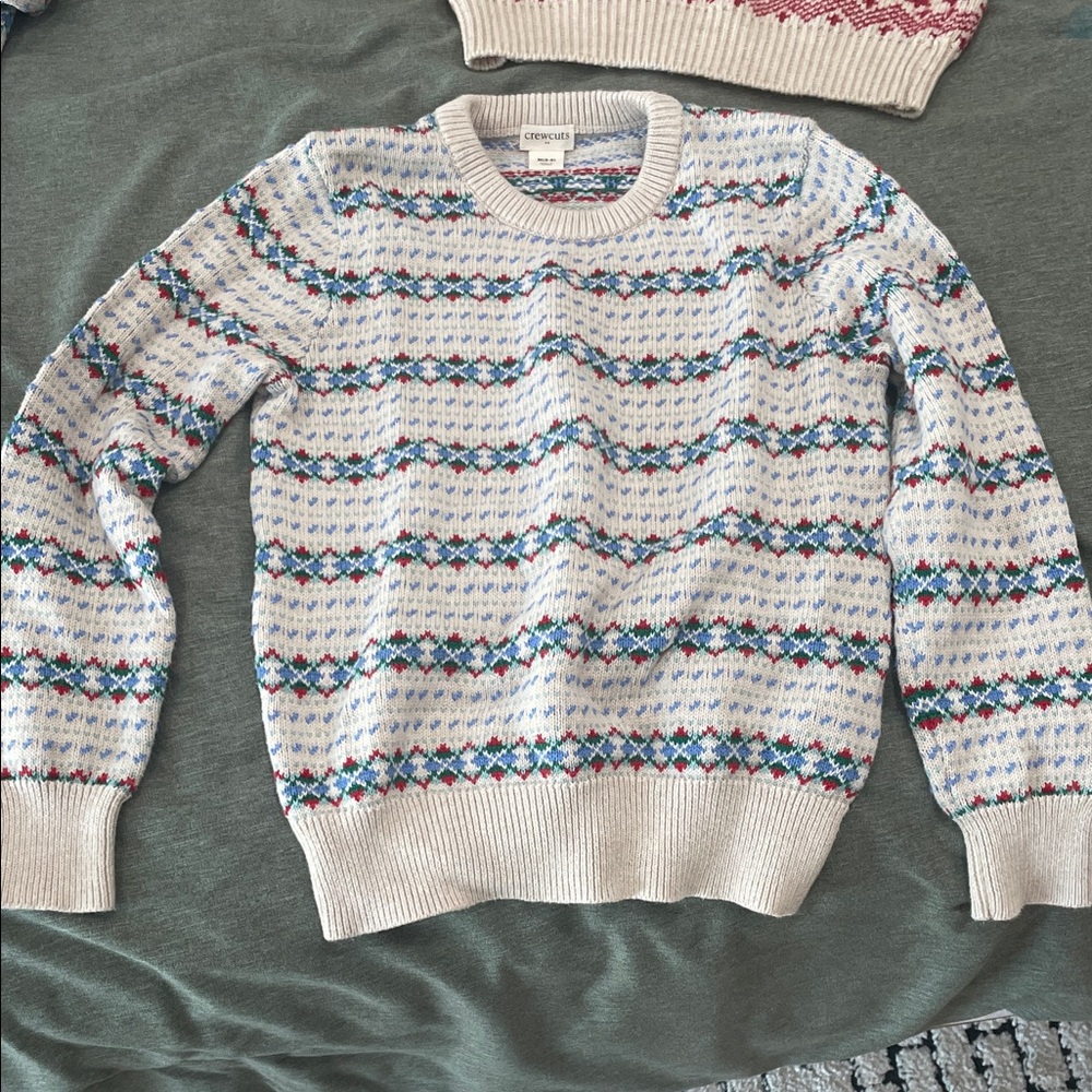 JCREW Multicolor Fair Isle Crewneck Sweater EUC size medium (8-9)